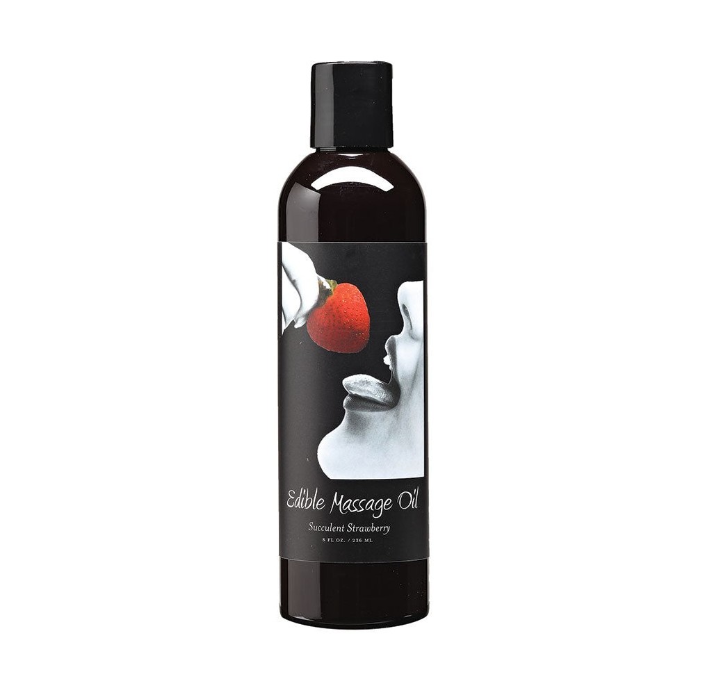 Earthly Body Edible Massage Oil-Succulent Strawberry 8oz